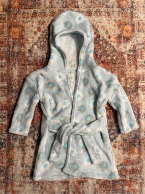 Gentle Steps Plush Baby Robe Blue Elephant Print 0–9 Months